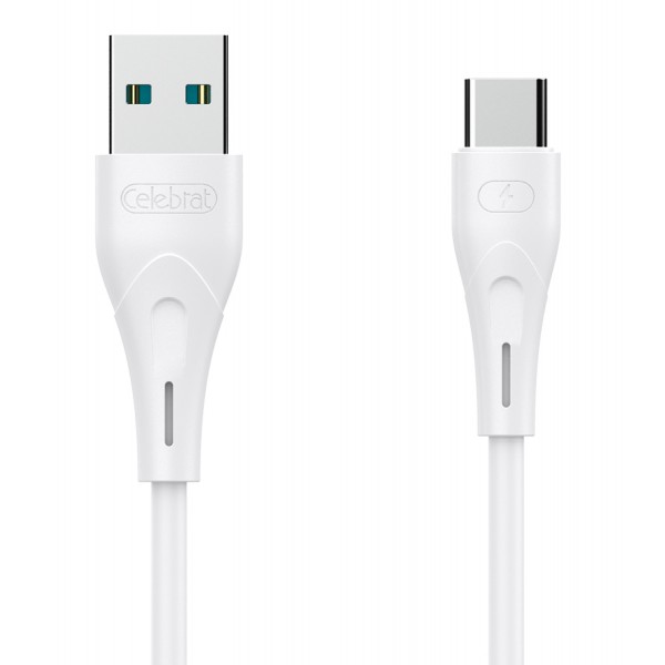 CELEBRAT καλώδιο USB σε USB-C CB-18T, 15W 3A, 1m, λευκό CELEBRAT καλώδιο USB σε USB-C CB-18T, 15W 3A, 1m, λευκό
