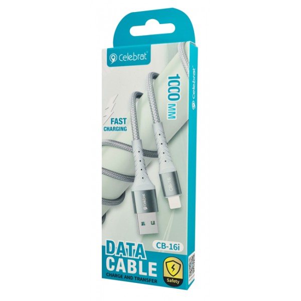 CELEBRAT καλώδιο USB σε Lightning CB-16I, 2.4A, 1m, γκρι CELEBRAT καλώδιο USB σε Lightning CB-16I, 2.4A, 1m, γκρι