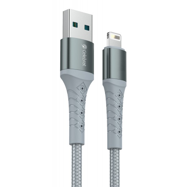 CELEBRAT καλώδιο USB σε Lightning CB-16I, 2.4A, 1m, γκρι CELEBRAT καλώδιο USB σε Lightning CB-16I, 2.4A, 1m, γκρι
