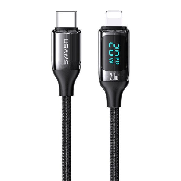 USAMS καλώδιο Lightning σε USB-C US-SJ545, 20W PD, 1.2m, μαύρο USAMS καλώδιο Lightning σε USB-C US-SJ545, 20W PD, 1.2m, μαύρο