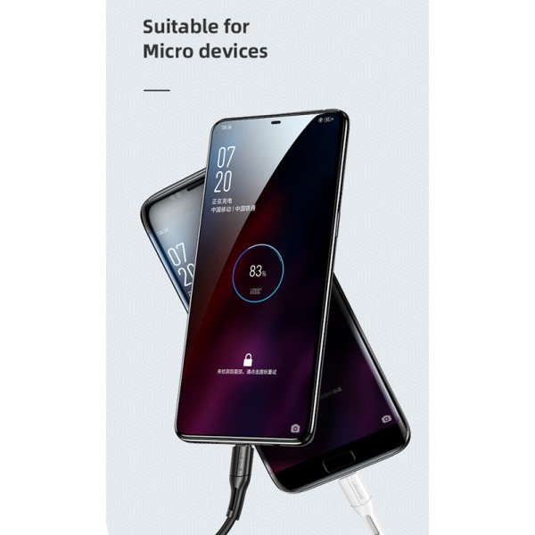 USAMS καλώδιο Micro USB σε USB US-SJ502, 2A, 1m, μαύρο USAMS καλώδιο Micro USB σε USB US-SJ502, 2A, 1m, μαύρο