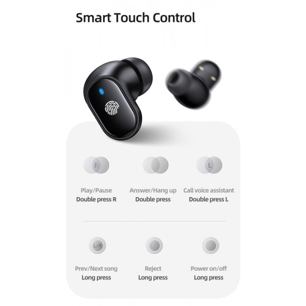 USAMS earphones με θήκη φόρτισης BH11, True Wireless, κόκκινα