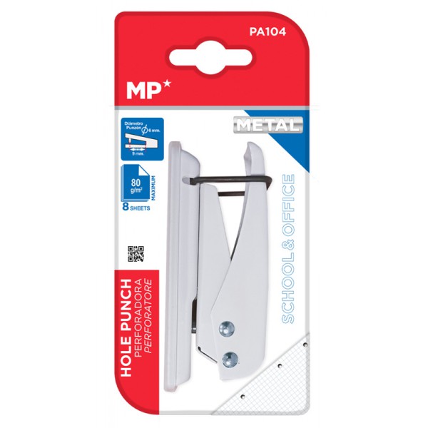 MP μεταλλικός διακορευτής PA104, μονός, 6mm, 2x9cm, λευκός MP μεταλλικός διακορευτής PA104, μονός, 6mm, 2x9cm, λευκός