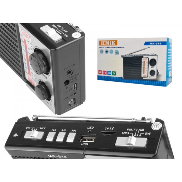 HMIK φορητό ραδιόφωνο & ηχείο MK-918 με φακό, USB/TF/AUX, μαύρο HMIK φορητό ραδιόφωνο & ηχείο MK-918 με φακό, USB/TF/AUX, μαύρο