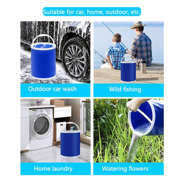 Πτυσσόμενος κουβάς FISH-0051, υφασμάτινος, 13L, Φ24x30cm, μπλε