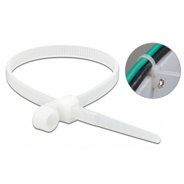 DELOCK Δεματικά καλωδίων 18945 με οπή στερέωσης, 200x4.8mm, λευκά, 10τμχ DELOCK Δεματικά καλωδίων 18945 με οπή στερέωσης, 200x4.8mm, λευκά, 10τμχ