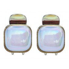 ROXXANI κλιπ μαλλιών RXN-0006 με τετράγωνη οπάλ πέτρα, χρυσό, 2τμχ