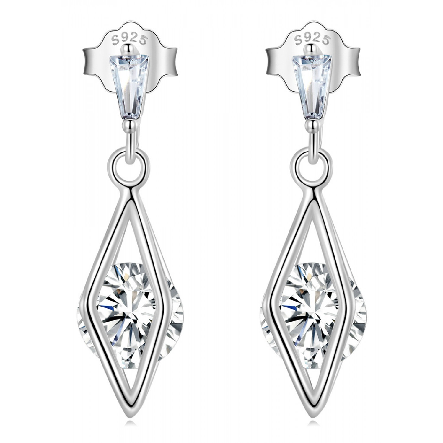 BAMOER σκουλαρίκια καρφωτά VSE166 σε σχήμα ρόμβου, ασήμι 925, ασημί BAMOER σκουλαρίκια καρφωτά VSE166 σε σχήμα ρόμβου, ασήμι 925, ασημί