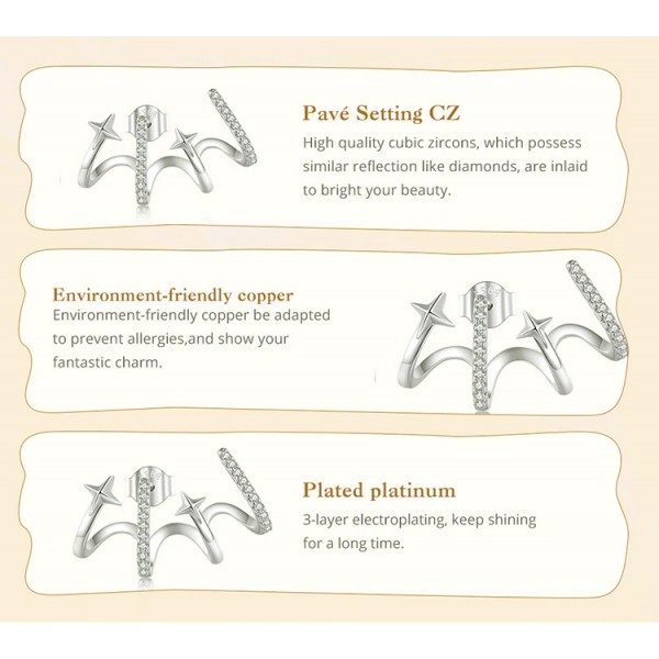 BAMOER σκουλαρίκια καρφωτά YIE223 με κυβική ζιρκόνια, ασήμι 925, ασημί BAMOER σκουλαρίκια καρφωτά YIE223 με κυβική ζιρκόνια, ασήμι 925, ασημί