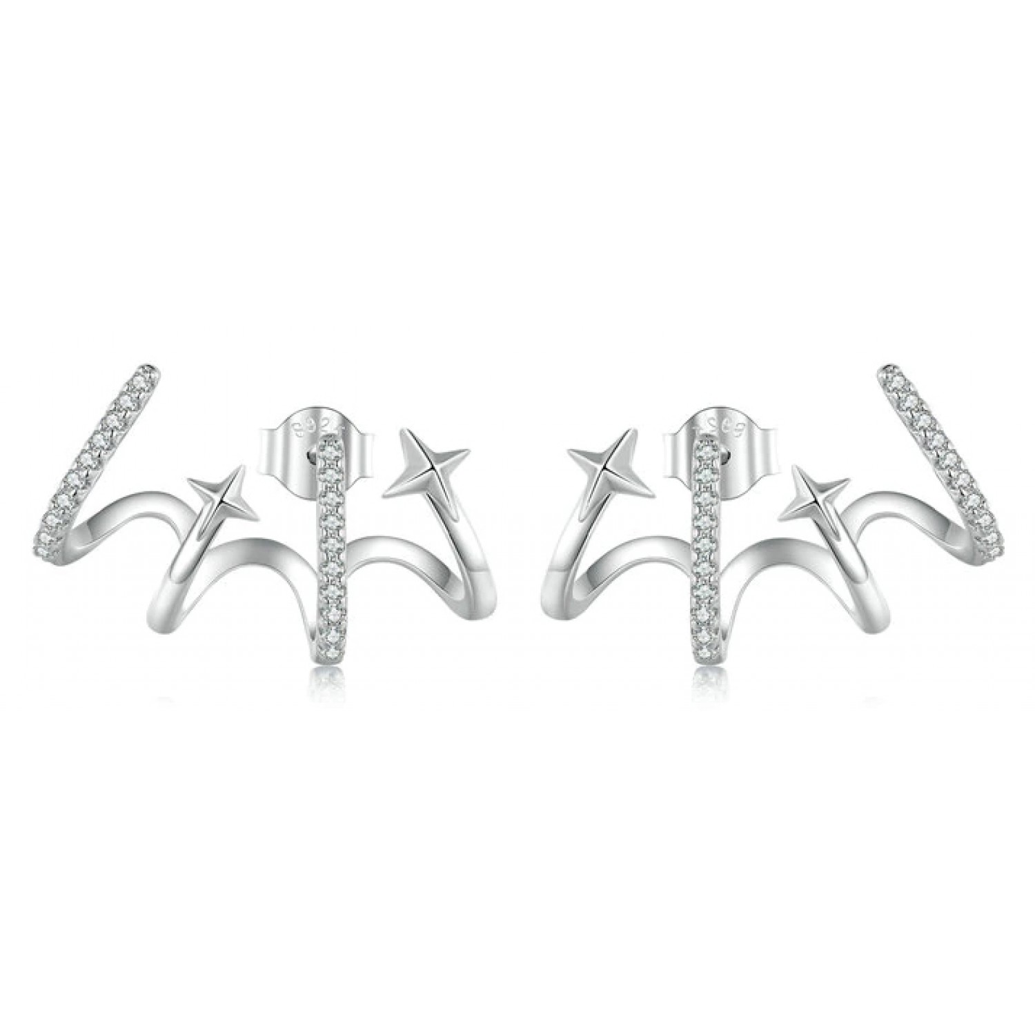 BAMOER σκουλαρίκια καρφωτά YIE223 με κυβική ζιρκόνια, ασήμι 925, ασημί BAMOER σκουλαρίκια καρφωτά YIE223 με κυβική ζιρκόνια, ασήμι 925, ασημί