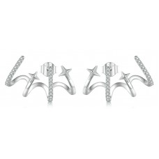 BAMOER σκουλαρίκια καρφωτά YIE223 με κυβική ζιρκόνια, ασήμι 925, ασημί