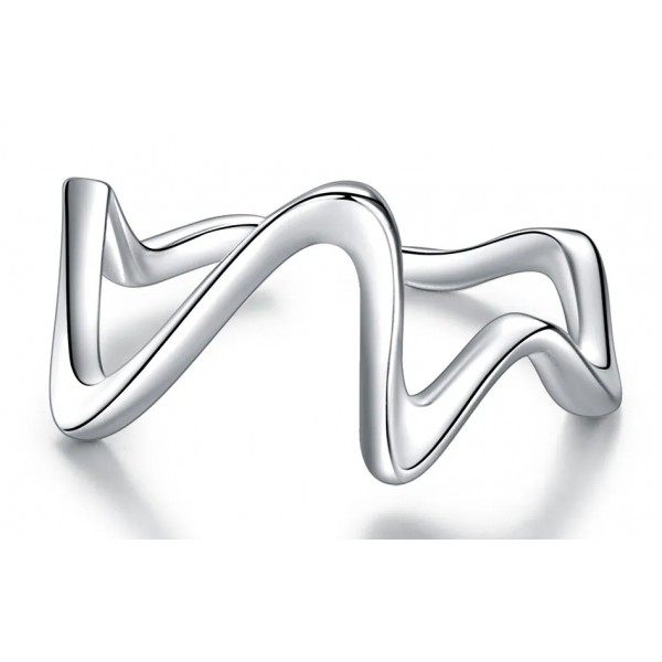 BAMOER δαχτυλίδι κύμα SCR673, ανοιγόμενο, ασήμι 925, ασημί