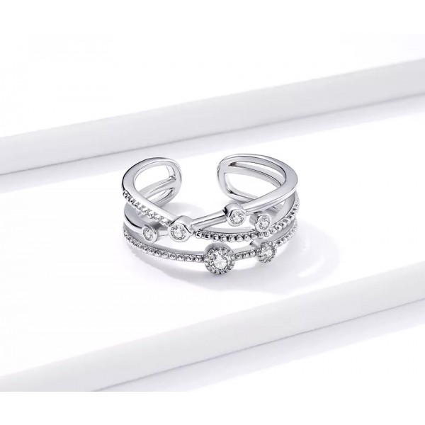 BAMOER δαχτυλίδι BSR162, κυβική ζιρκόνια, ανοιγόμενο, ασήμι 925, ασημί BAMOER δαχτυλίδι BSR162, κυβική ζιρκόνια, ανοιγόμενο, ασήμι 925, ασημί