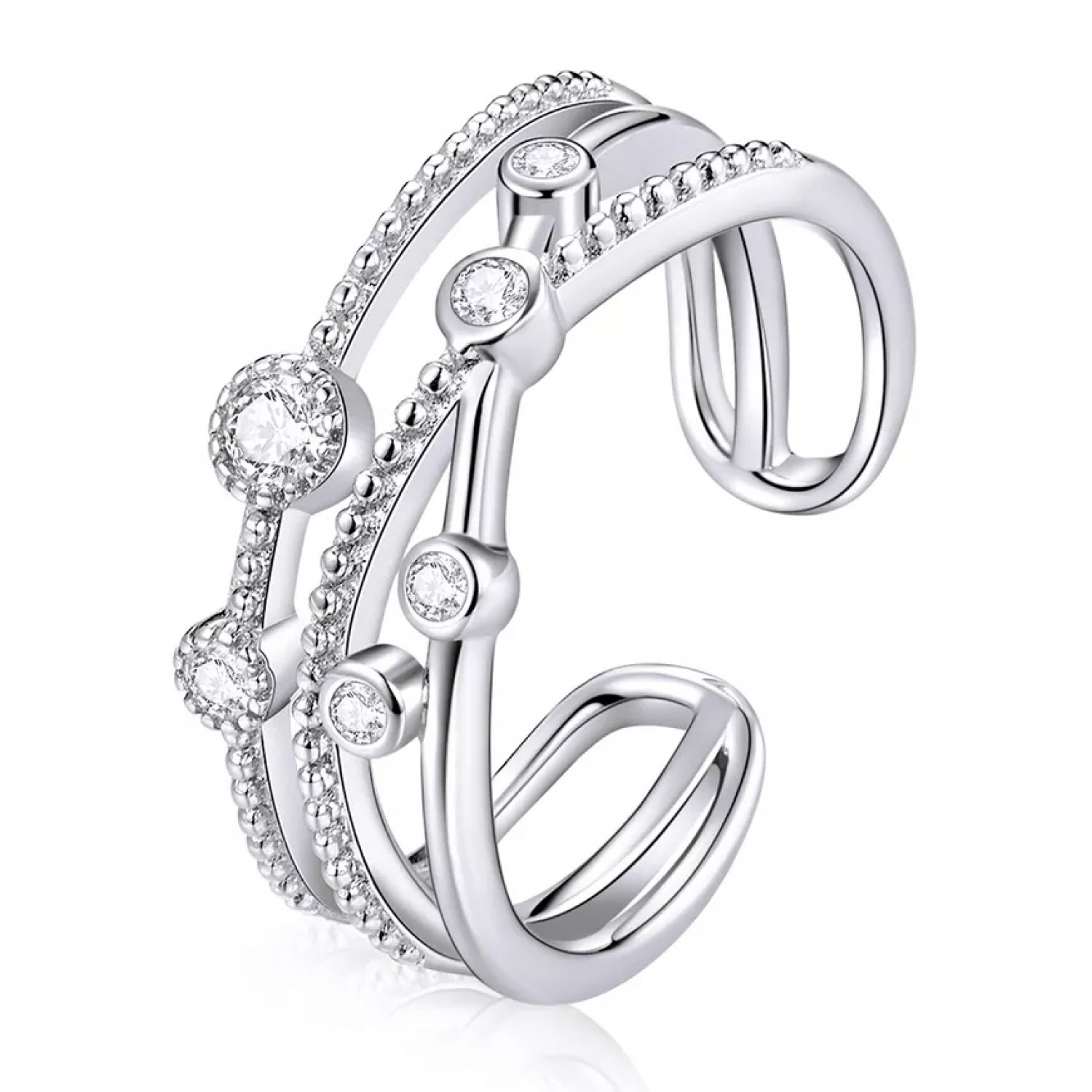 BAMOER δαχτυλίδι BSR162, κυβική ζιρκόνια, ανοιγόμενο, ασήμι 925, ασημί BAMOER δαχτυλίδι BSR162, κυβική ζιρκόνια, ανοιγόμενο, ασήμι 925, ασημί