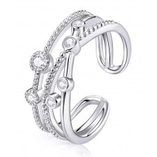 BAMOER δαχτυλίδι BSR162, κυβική ζιρκόνια, ανοιγόμενο, ασήμι 925, ασημί