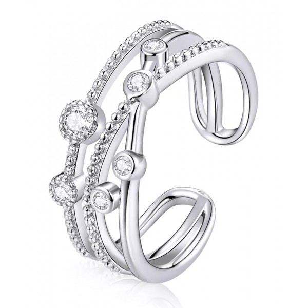 BAMOER δαχτυλίδι BSR162, κυβική ζιρκόνια, ανοιγόμενο, ασήμι 925, ασημί BAMOER δαχτυλίδι BSR162, κυβική ζιρκόνια, ανοιγόμενο, ασήμι 925, ασημί