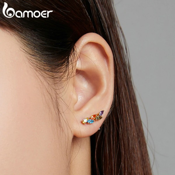 BAMOER σκουλαρίκια καρφωτά SCE1210 με κυβική ζιρκόνια, ασήμι 925, χρυσό BAMOER σκουλαρίκια καρφωτά SCE1210 με κυβική ζιρκόνια, ασήμι 925, χρυσό