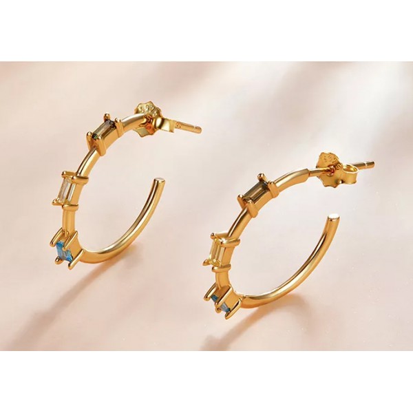 BAMOER σκουλαρίκια κρίκοι SCE1211 με κυβική ζιρκόνια, ασήμι 925, χρυσό BAMOER σκουλαρίκια κρίκοι SCE1211 με κυβική ζιρκόνια, ασήμι 925, χρυσό