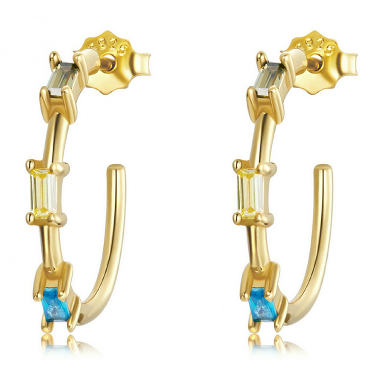 BAMOER σκουλαρίκια κρίκοι SCE1211 με κυβική ζιρκόνια, ασήμι 925, χρυσό BAMOER σκουλαρίκια κρίκοι SCE1211 με κυβική ζιρκόνια, ασήμι 925, χρυσό