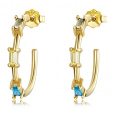 BAMOER σκουλαρίκια κρίκοι SCE1211 με κυβική ζιρκόνια, ασήμι 925, χρυσό