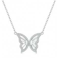 BAMOER κολιέ πεταλούδα BSN293 με κυβική ζιρκόνια, ασήμι 925, ασημί