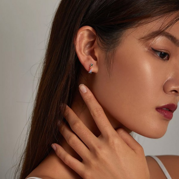 BAMOER σκουλαρίκια κρίκοι SCE1272, κυβική ζιρκόνια, ασήμι 925, ασημί BAMOER σκουλαρίκια κρίκοι SCE1272, κυβική ζιρκόνια, ασήμι 925, ασημί