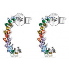 BAMOER σκουλαρίκια κρίκοι SCE1272, κυβική ζιρκόνια, ασήμι 925, ασημί