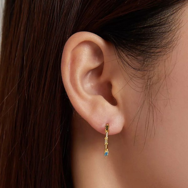 BAMOER σκουλαρίκια κρίκοι SCE1211 με κυβική ζιρκόνια, ασήμι 925, χρυσό BAMOER σκουλαρίκια κρίκοι SCE1211 με κυβική ζιρκόνια, ασήμι 925, χρυσό