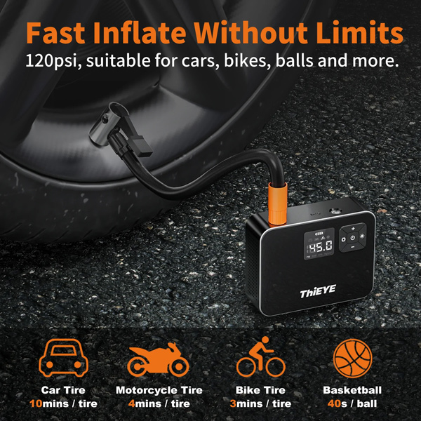 THIEYE συμπιεστής αέρος αυτοκινήτου AirKit 2 με φακό, 4000mAh, 120PSI THIEYE συμπιεστής αέρος αυτοκινήτου AirKit 2 με φακό, 4000mAh, 120PSI
