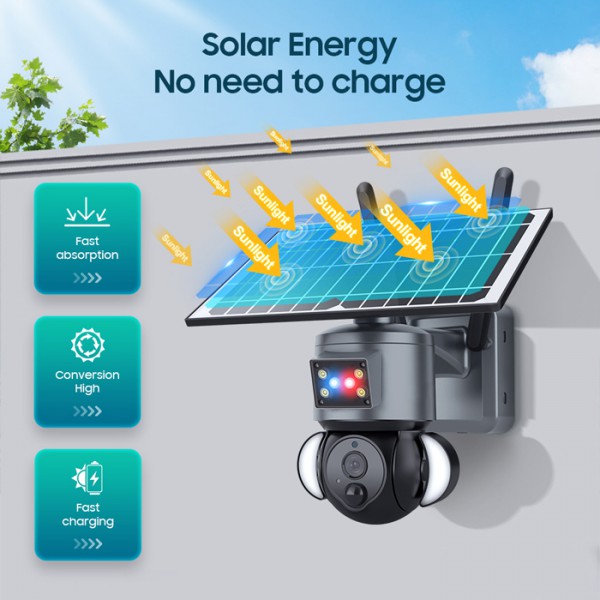 SECTEC smart ηλιακή κάμερα ST-S528M-4G-3MASR με προβολείς, 3MP, 4G, PTZ SECTEC smart ηλιακή κάμερα ST-S528M-4G-3MASR με προβολείς, 3MP, 4G, PTZ