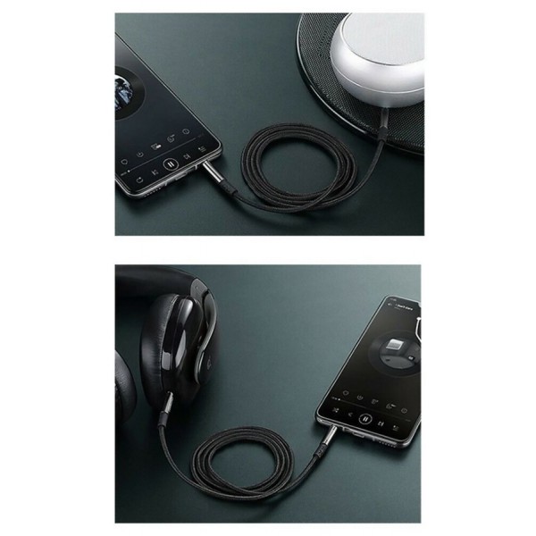 JOYROOM καλώδιο ήχου 3.5mm SY-20A1, AUX, braided, 2m, μαύρο JOYROOM καλώδιο ήχου 3.5mm SY-20A1, AUX, braided, 2m, μαύρο