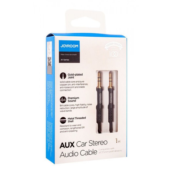 JOYROOM καλώδιο ήχου 3.5mm SY-20A1, AUX, braided, 2m, μαύρο JOYROOM καλώδιο ήχου 3.5mm SY-20A1, AUX, braided, 2m, μαύρο