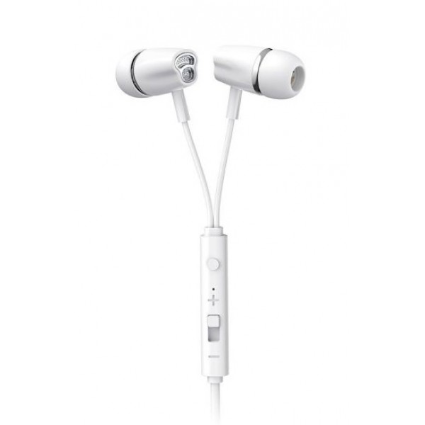 JOYROOM earphones με μικρόφωνο JR-EL114, 3.5mm, 1.2m, λευκά JOYROOM earphones με μικρόφωνο JR-EL114, 3.5mm, 1.2m, λευκά