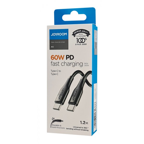 JOYROOM καλώδιο USB-C S-1230M3, 60W PD, 1.2m, μαύρο JOYROOM καλώδιο USB-C S-1230M3, 60W PD, 1.2m, μαύρο