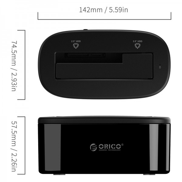 ORICO docking station 6218US3, 2.5/3.5" HDD/SSD, 5Gbps, μαύρο