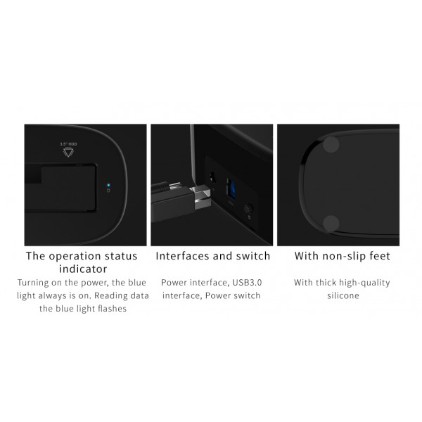 ORICO docking station 6218US3, 2.5/3.5" HDD/SSD, 5Gbps, μαύρο