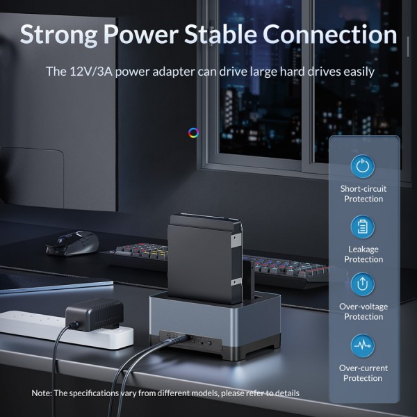 ORICO docking station 5828C3-C, clone function, 2x HDD/SSD, 10Gb/s, RGB ORICO docking station 5828C3-C, clone function, 2x HDD/SSD, 10Gb/s, RGB