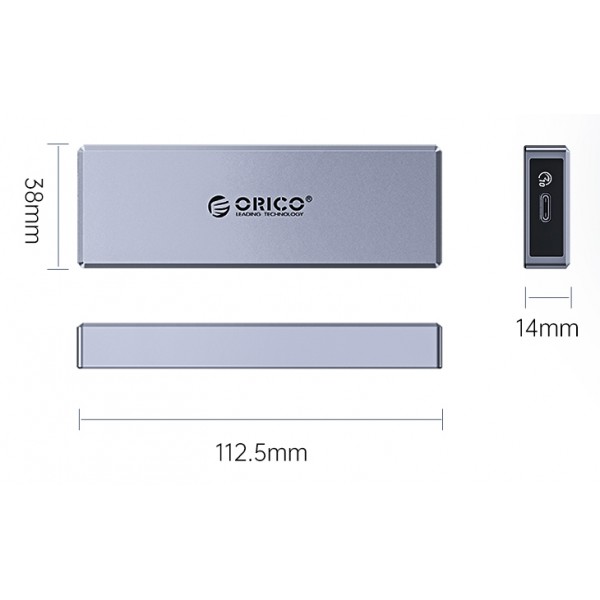 ORICO θήκη για Μ.2 NVMe SSD CM2C3-G2-GY-BP, 10Gbps, έως 4TB, γκρι