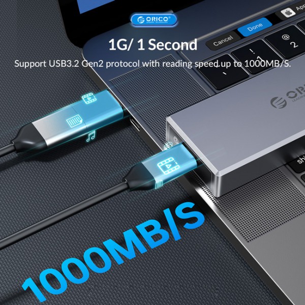 ORICO θήκη για Μ.2 NVMe SSD CM2C3-G2-GY-BP, 10Gbps, έως 4TB, γκρι