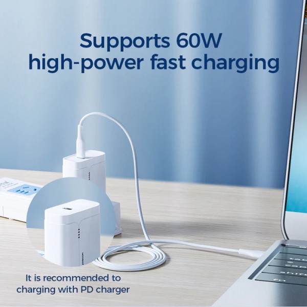 JOYROOM καλώδιο USB-C S-1230M3, 60W PD, 1.2m, λευκό
