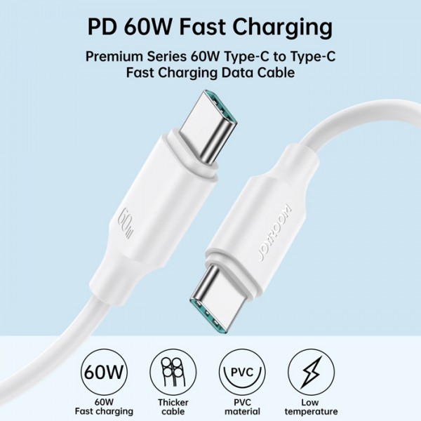 JOYROOM καλώδιο USB-C S-CC060A9, 60W, 1m, λευκό