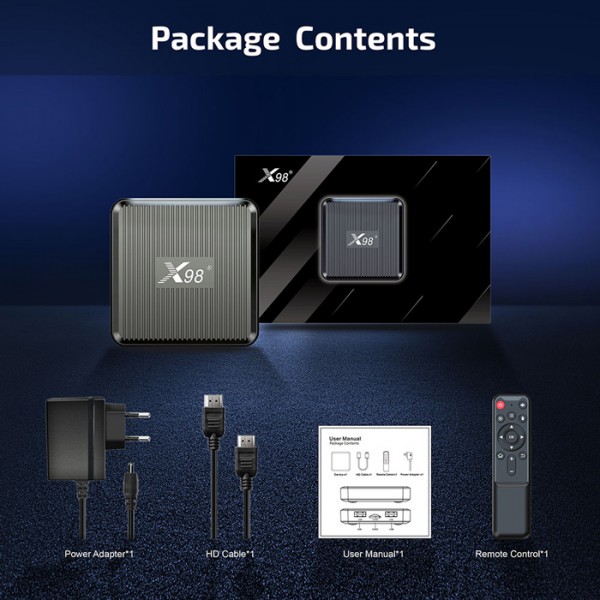TV Box X98Q, 4K, S905W2, 2/16GB, Wi-Fi 2.4/5GHz, Android 11 TV Box X98Q, 4K, S905W2, 2/16GB, Wi-Fi 2.4/5GHz, Android 11