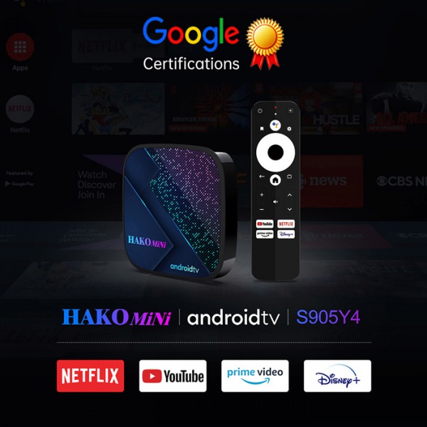 HAKO TV Box Mini, Google/Netflix certificate, 4/32GB 4K WiFi, Android 11 HAKO TV Box Mini, Google/Netflix certificate, 4/32GB 4K WiFi, Android 11