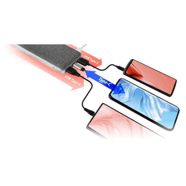 SILICON POWER power bank QP77, 10000mAh, 2x USB & USB-C, 18W, γκρι