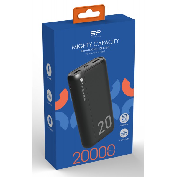 SILICON POWER power bank GS15, 20000mAh, 2x USB, 2.1A, μαύρο