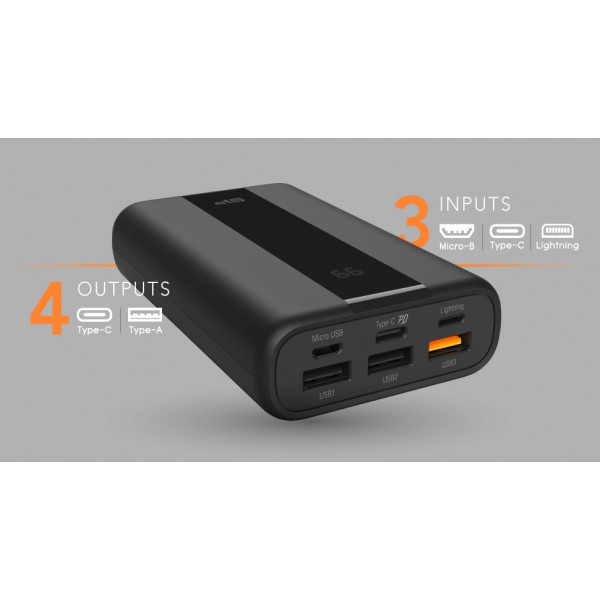 SILICON POWER power bank QS55, 20000mAh, 3x USB & USB-C, 22.5W, LCD SILICON POWER power bank QS55, 20000mAh, 3x USB & USB-C, 22.5W, LCD