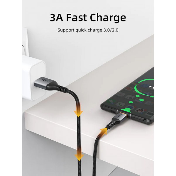 CABLETIME καλώδιο USB σε USB-C CT-AMCM3A, 3A, 1m, μαύρο CABLETIME καλώδιο USB σε USB-C CT-AMCM3A, 3A, 1m, μαύρο