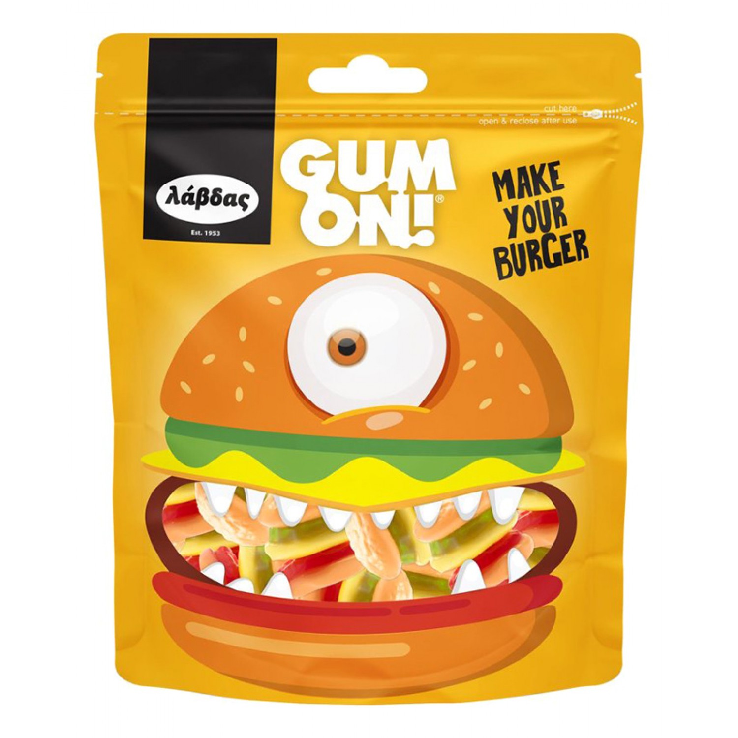 ΛΑΒΔΑΣ ζελεδάκια Gum on make your burger, 90g ΛΑΒΔΑΣ ζελεδάκια Gum on make your burger, 90g