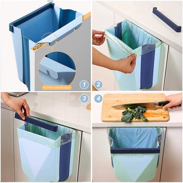 Πτυσσόμενος κάδος απορριμμάτων CLN-0048, 10lt, 25x30cm, μπλε