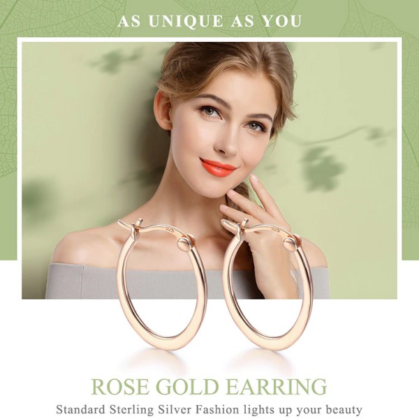 BAMOER σκουλαρίκια κρίκοι SCE478, ασήμι 925, ροζ χρυσό BAMOER σκουλαρίκια κρίκοι SCE478, ασήμι 925, ροζ χρυσό